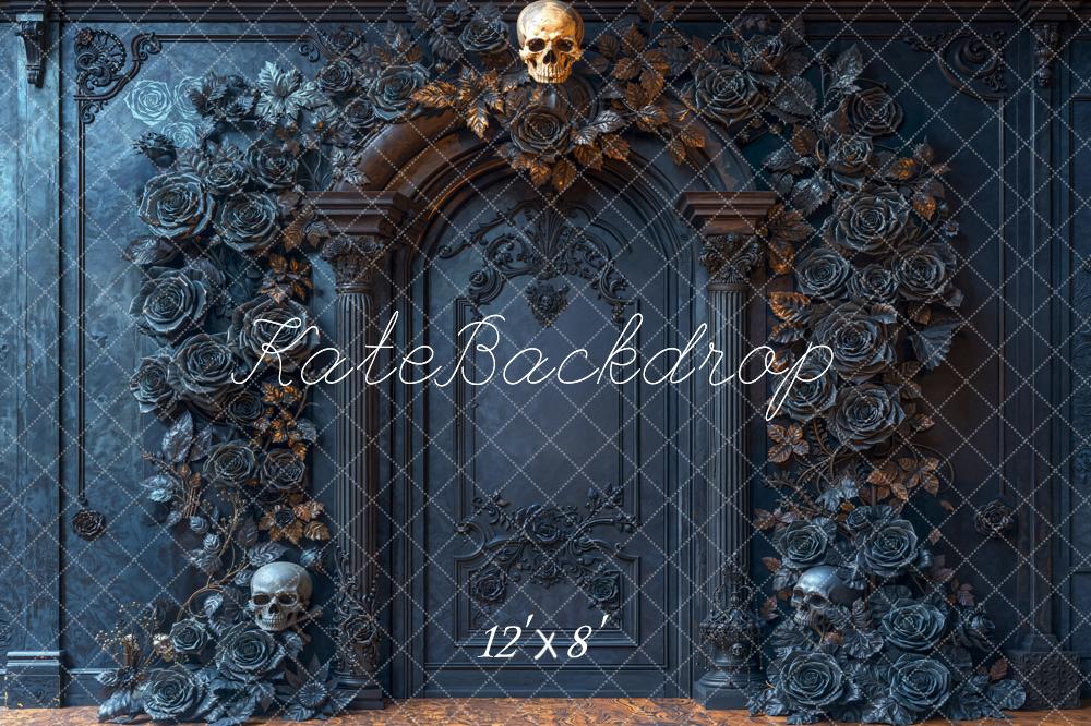 Kate Gothic Skull Rose Arch Fleece Backdrop Designed by Emetselch - Kate Backdrop AU