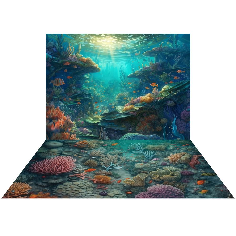 Kate Rich Underwater World Backdrop+Ocean Reef Floor Designed by Mandy Ringe Photography