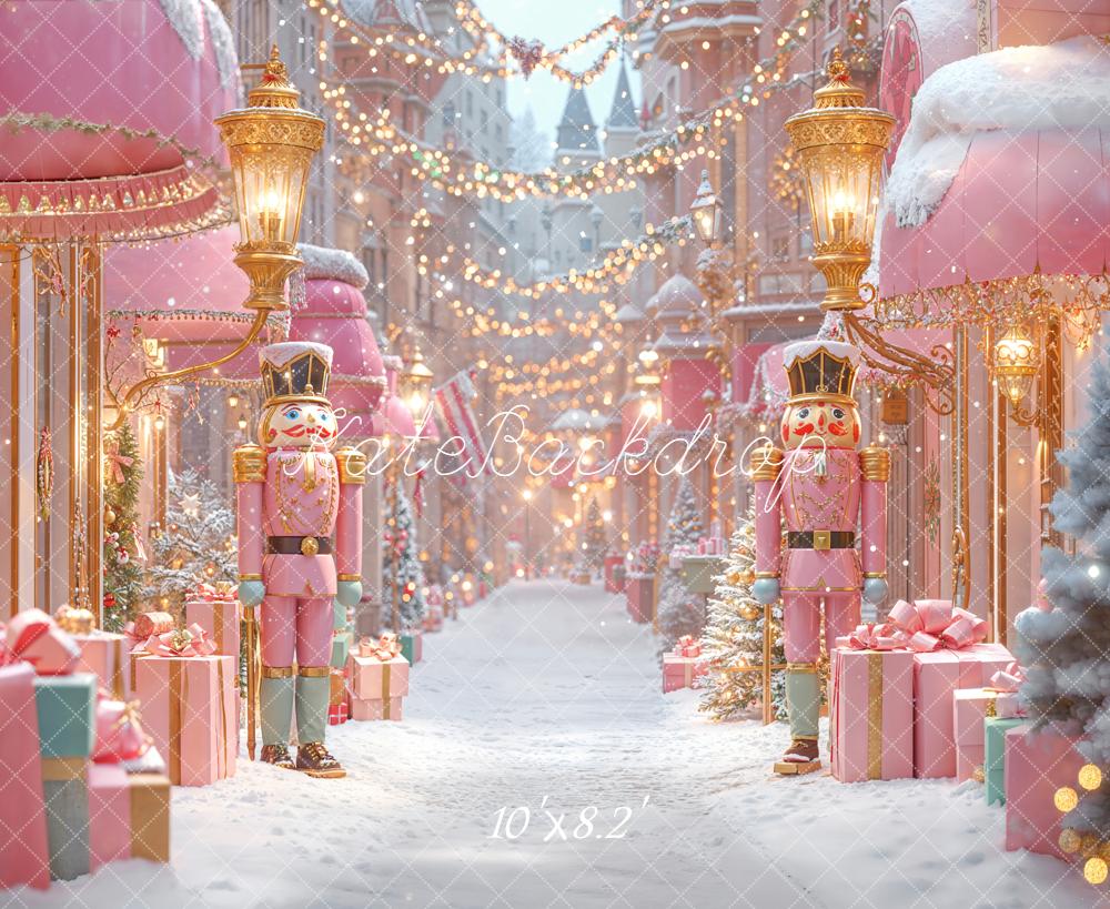 Kate Christmas Nutcracker Pink Street Backdrop Designed by Emetselch - Kate Backdrop AU