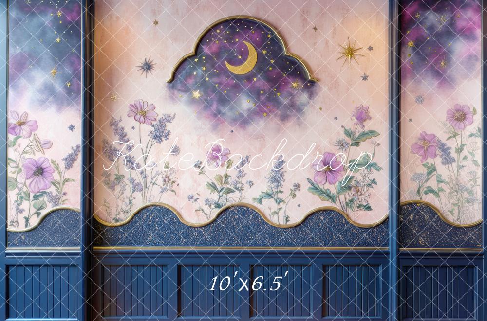 Kate Moon Stars Purple Flowers Backdrop Designed by Mini MakeBelieve - Kate Backdrop AU
