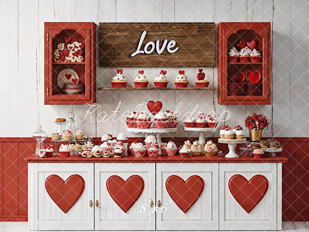Kate Valentines Day Heart Kitchen Fleece Backdrop Designed by Emetselch - Kate Backdrop AU