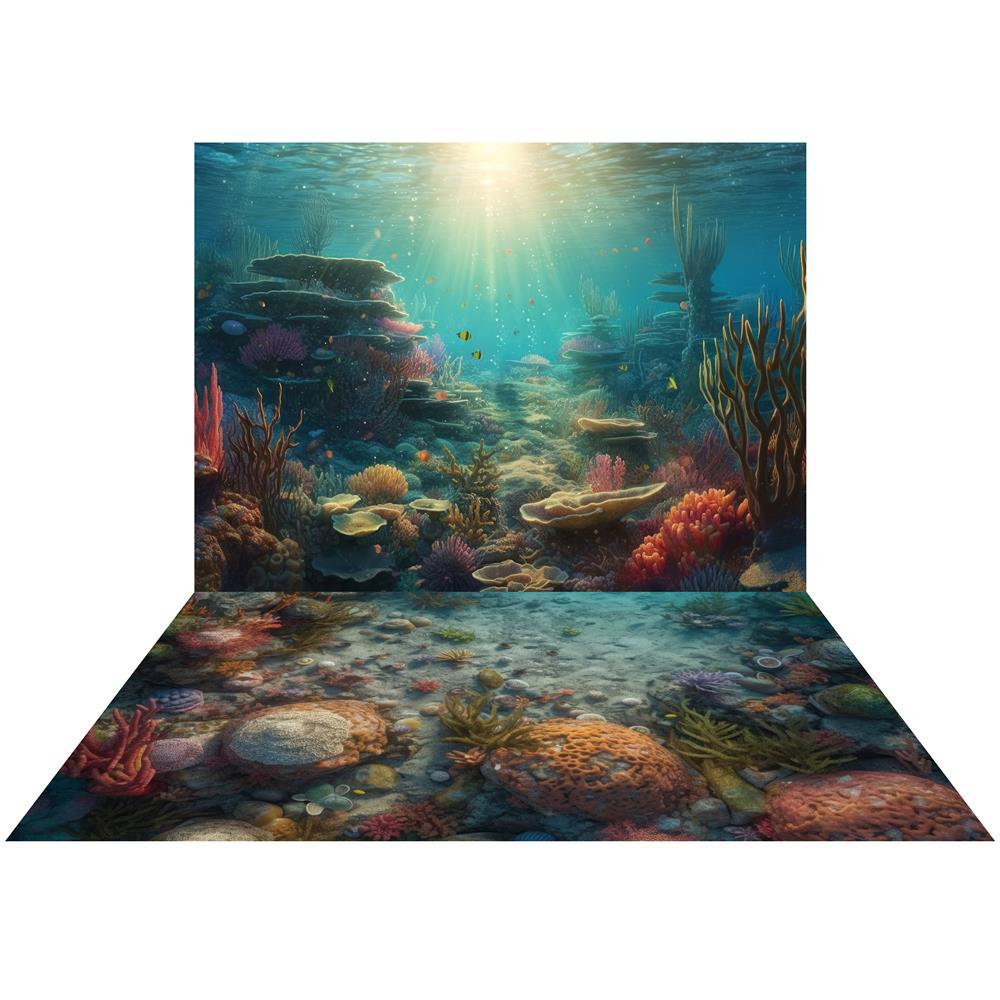 Kate Underwater Ocean Scene Backdrop+Submarine Reef Floor Designed by Mandy Ringe Photography