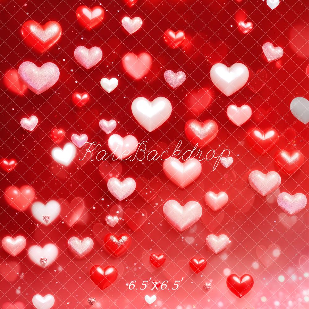 Kate Red Hearts Glitter Bokeh Backdrop Designed by Emetselch