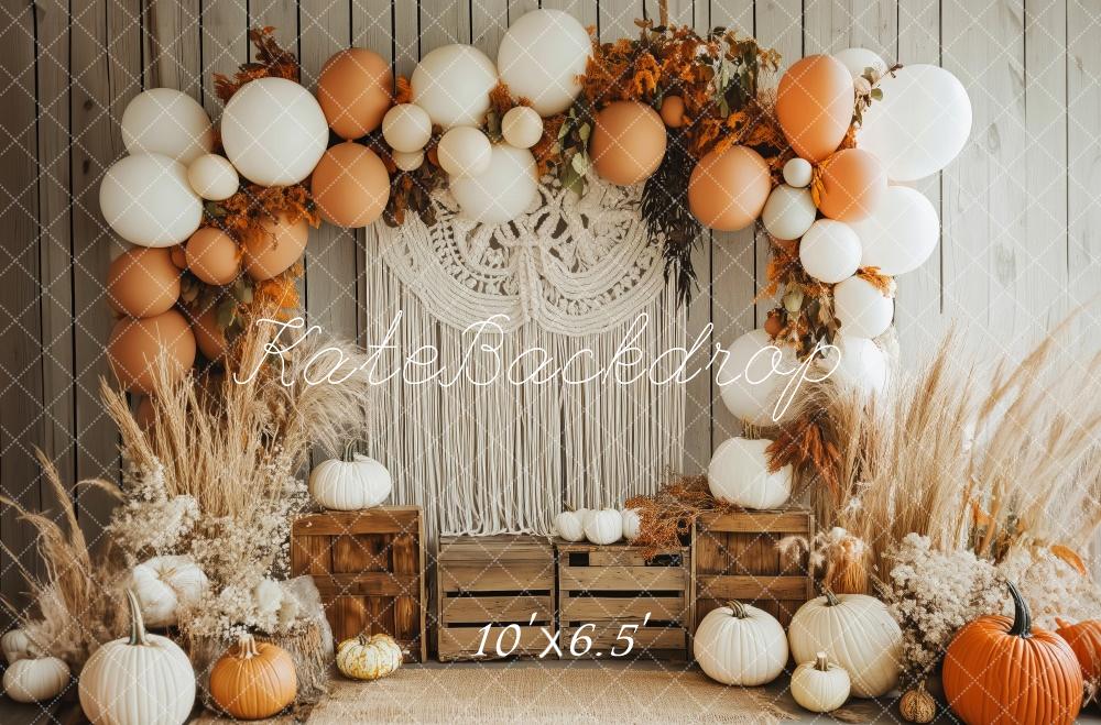 Kate Fall Pumpkin Balloon Macrame Boho Backdrop Designed by Patty Roberts