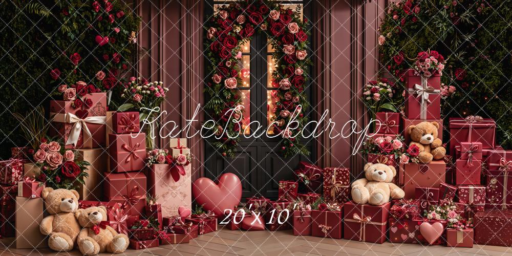 Kate Valentine Roses Gift Boxes Teddy Bears Backdrop Designed by Emetselch