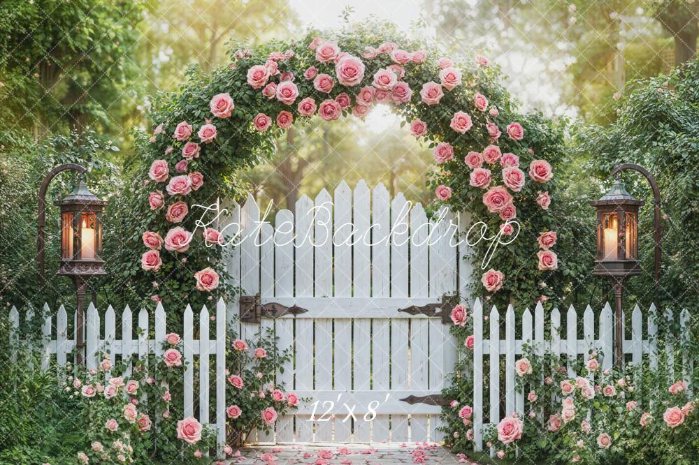 Kate Flower Arch White Gate Fleece Backdrop Designed by Emetselch