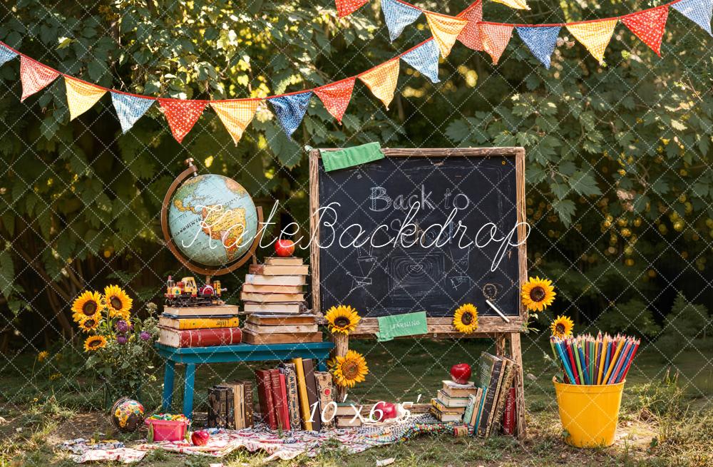 Kate Back To School Blackboard Backdrop Sunflower Designed by Emetselch - Kate Backdrop AU