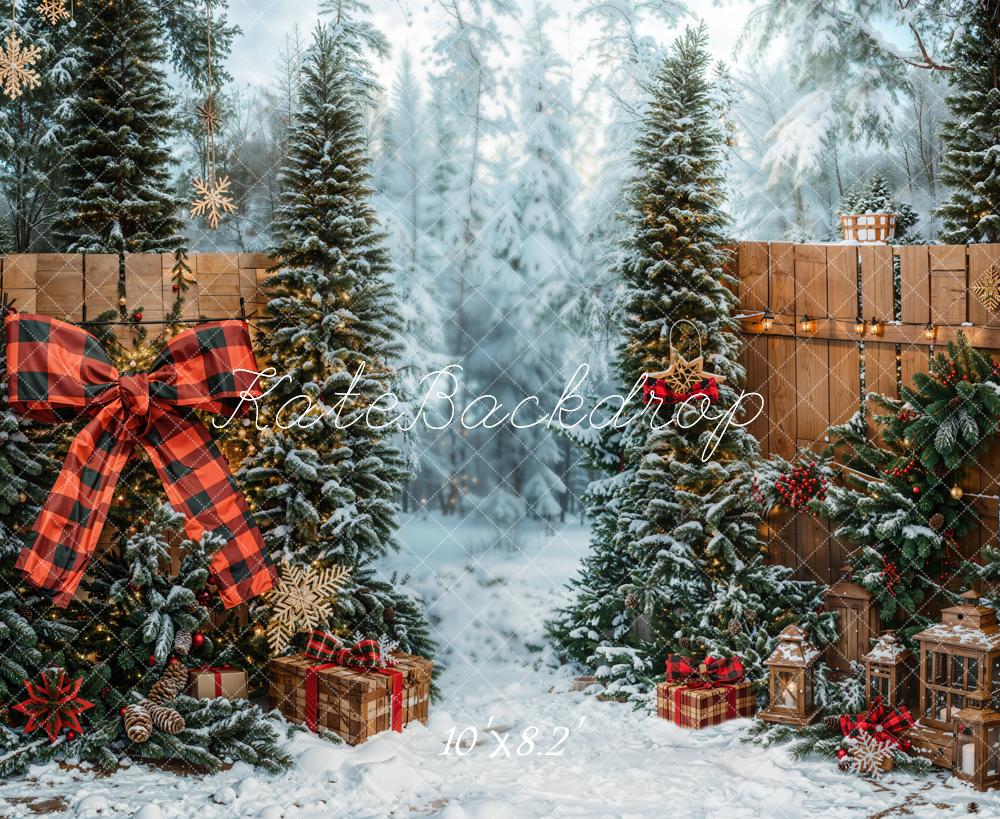 Kate Christmas Pine Trees Snow Backdrop Designed by Emetselch - Kate Backdrop AU