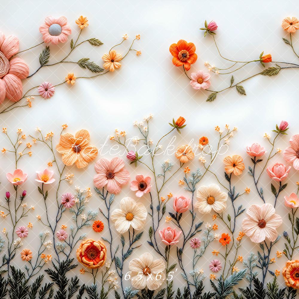 Kate Embroidered Flowers Backdrop Designed by Mini MakeBelieve