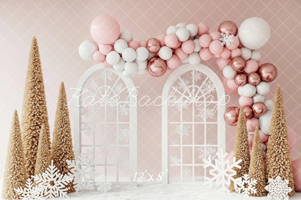 Kate Christmas Pink Balloon Trees Backdrop Designed by Patty Roberts