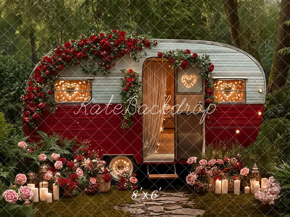 Kate Caravan Roses Forest Fleece Backdrop Designed by Emetselch