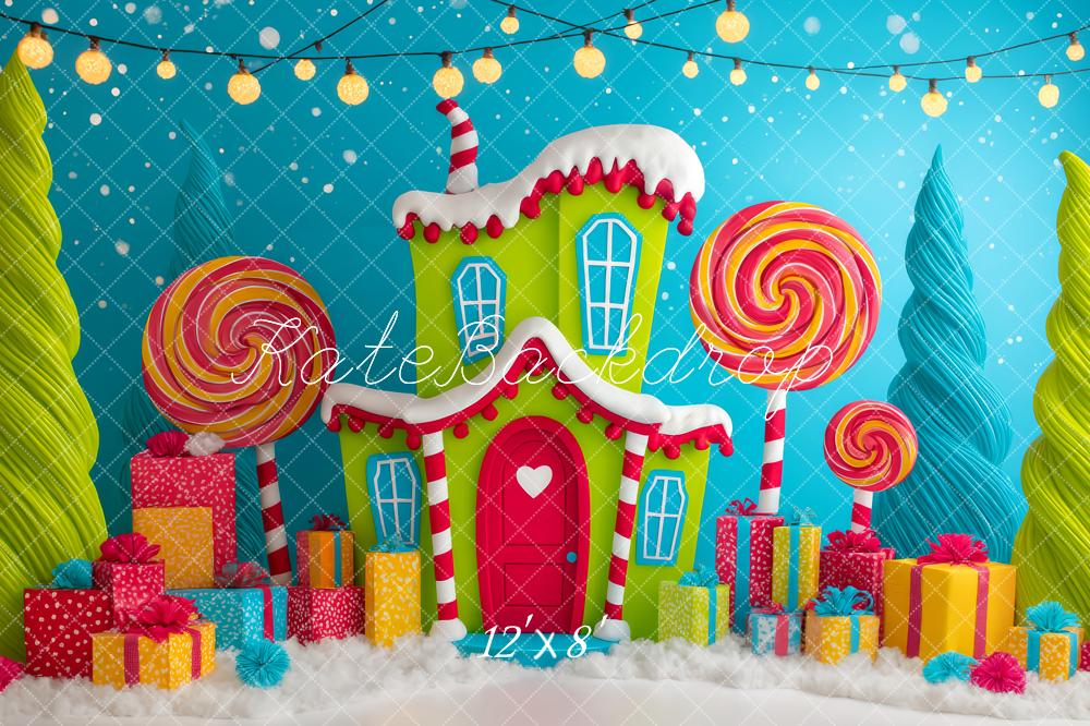 Kate Christmas Candy House Lollipops Backdrop Designed by Patty Roberts
