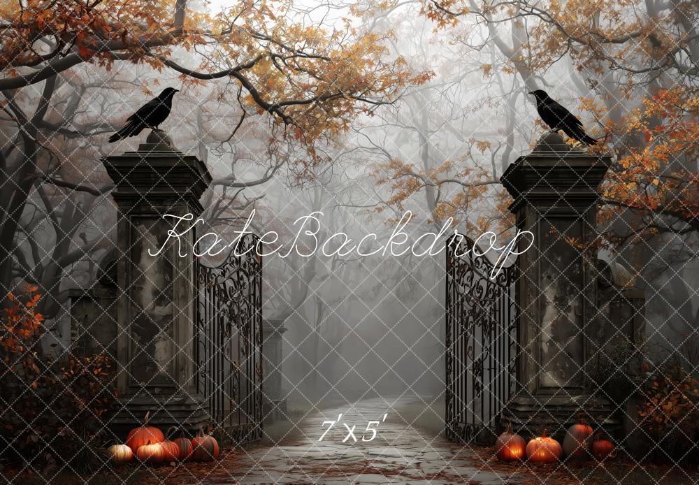 Kate Halloween Iron Gate Pumpkins Backdrop Designed by Patty Roberts