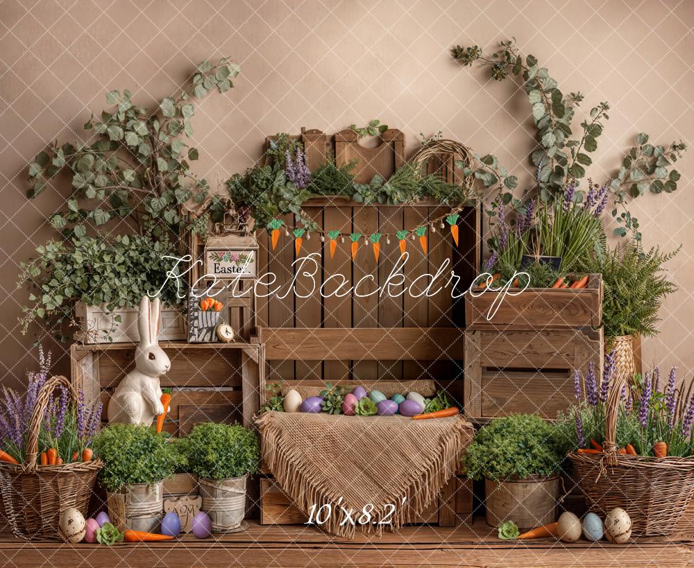 Kate Easter Bunny Carrots Wooden Crates Backdrop Designed by Emetselch
