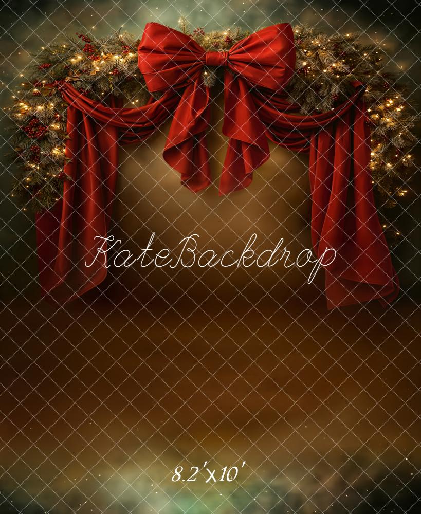 Kate Christmas Red Bow Fleece Backdrop Designed by Chain - Kate Backdrop AU