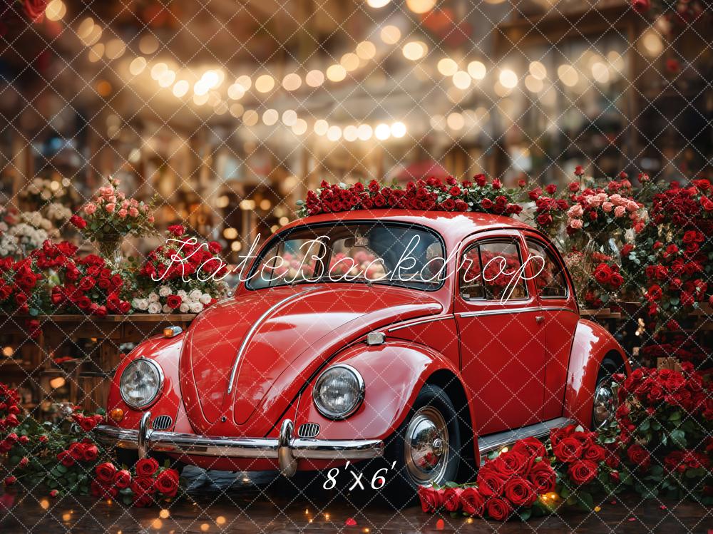 Kate Vintage Car Red Roses Bokeh Backdrop Designed by Emetselch