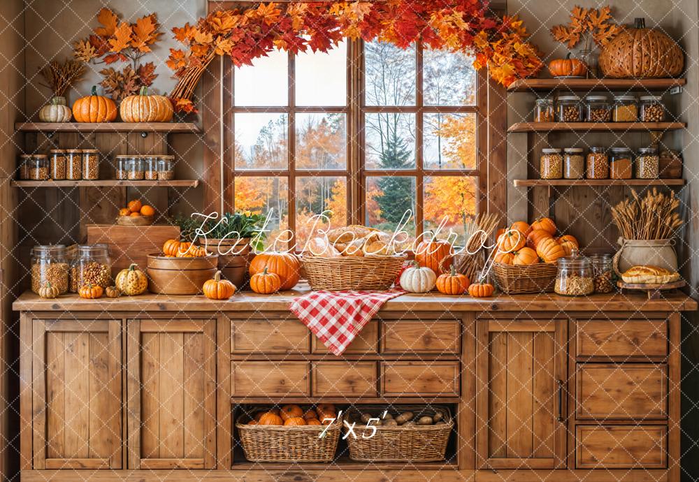 Kate Autumn Pumpkin Kitchen Window Backdrop Designed by Emetselch
