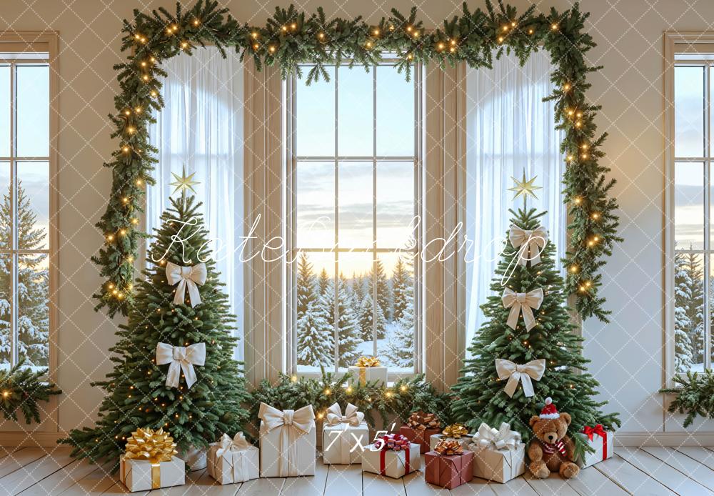 Kate Christmas Trees Gifts Window Backdrop Designed by Mini MakeBelieve