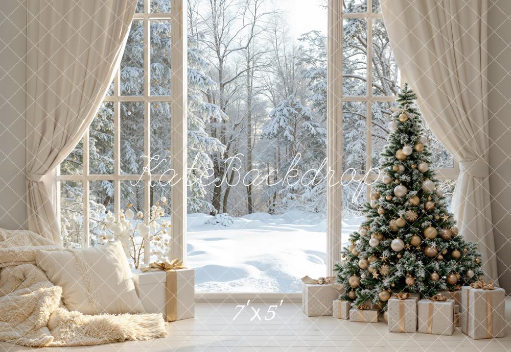 Kate Christmas Tree Snow Backdrop Designed by Emetselch - Kate Backdrop AU
