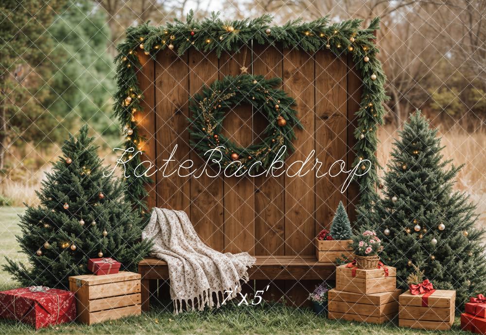 Kate Christmas Wooden Wall Wreath Presents Backdrop Designed by Emetselch
