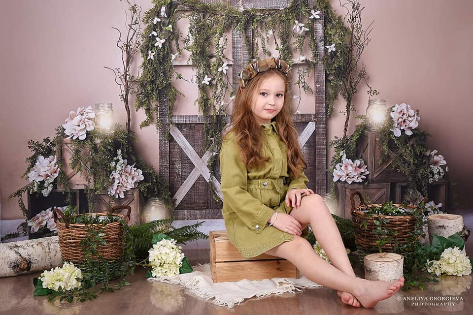 Kate Spring Barn Door Manor Backdrop Designed by Megan Leigh Photography - Kate Backdrop AU
