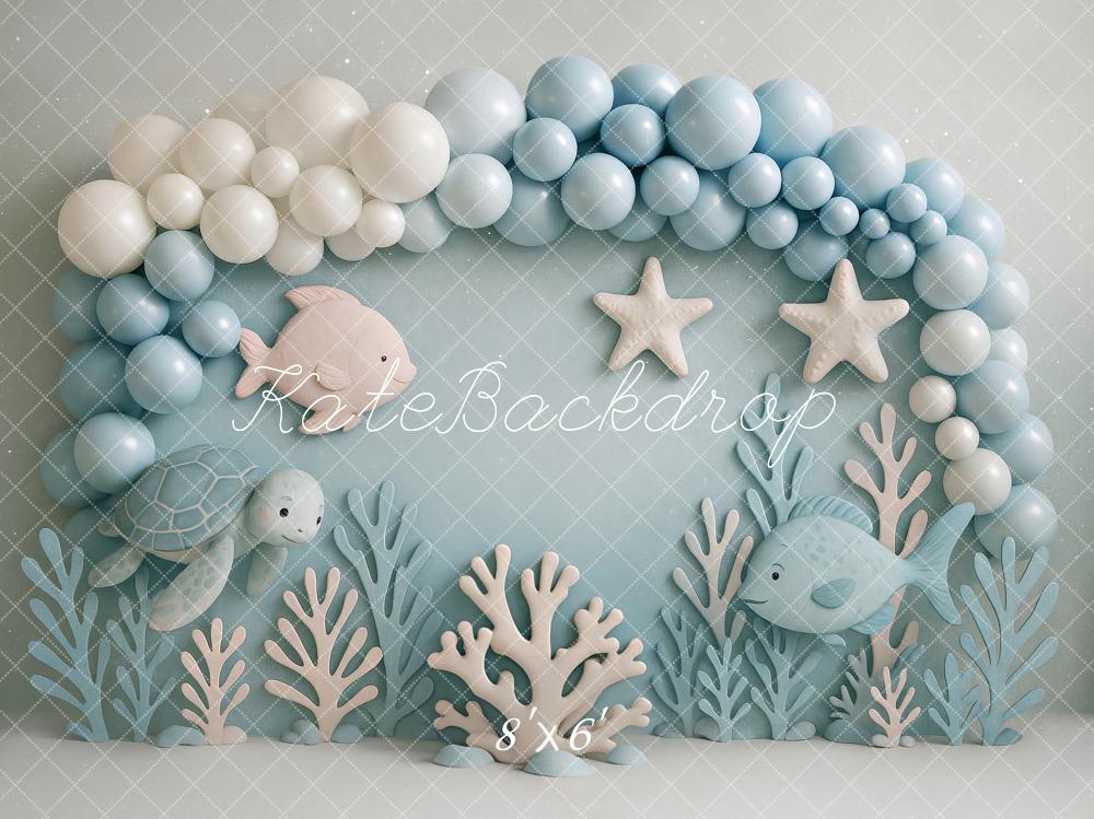 Kate Underwater Balloons Fish Blue Backdrop Designed by Ashley Paul