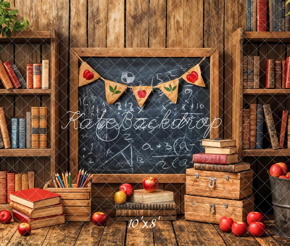 Kate Back to School Chalkboard Wooden Fleece Backdrop Designed by Emetselch - Kate Backdrop AU