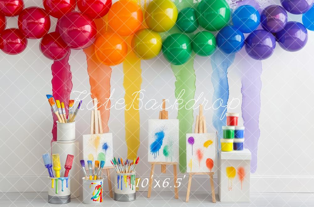 Kate Rainbow Balloons Paint Splash Art Backdrop Designed by Mini MakeBelieve - Kate Backdrop AU