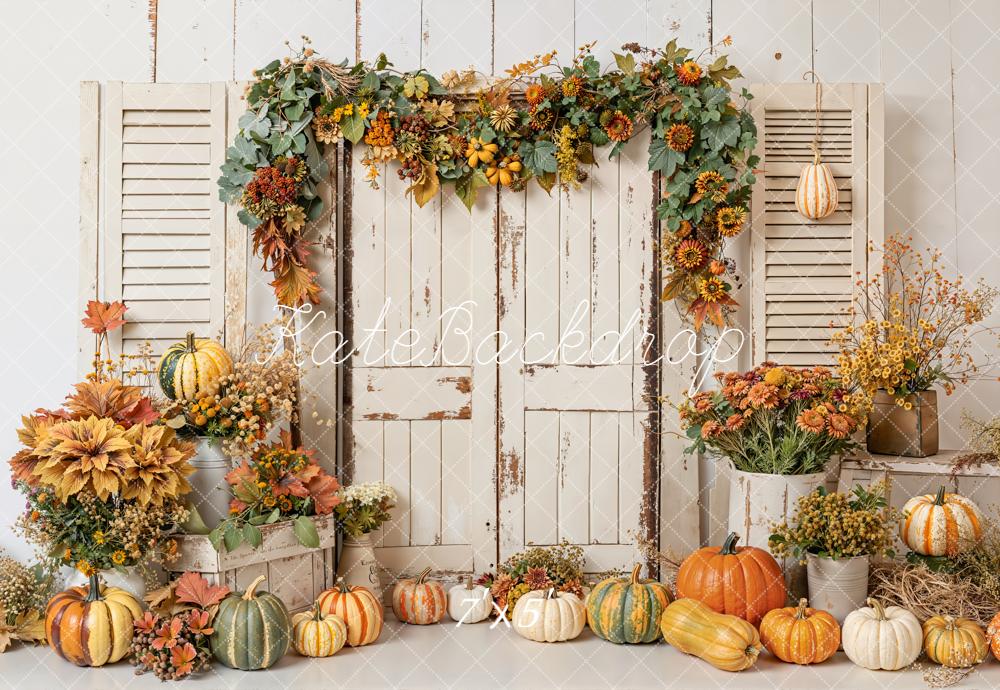 Kate Fall Pumpkin Shutters Door Backdrop Designed by Emetselch
