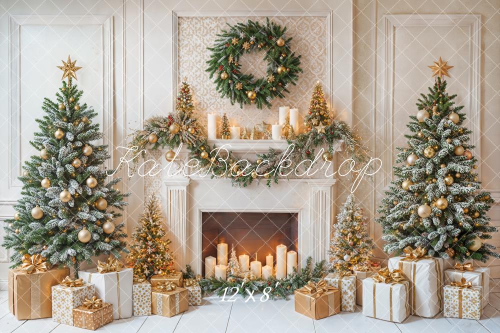 Lightning Deal Kate Christmas Fireplace Trees Presents Fleece Backdrop Designed by Emetselch