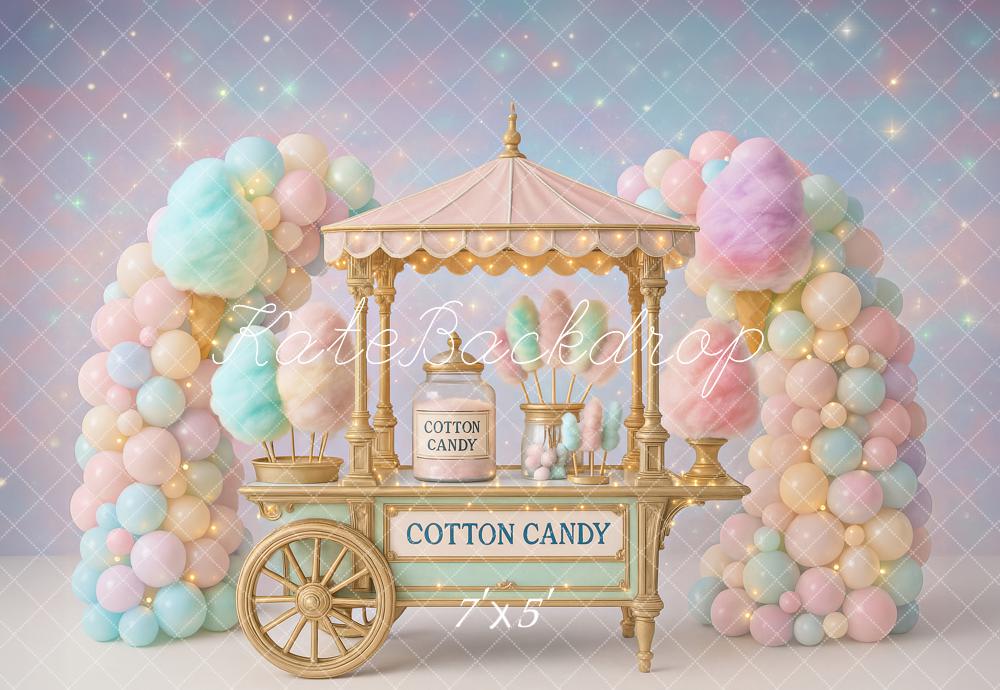 Kate Cotton Candy Cart Balloons Backdrop Designed by Ashley Paul - Kate Backdrop AU