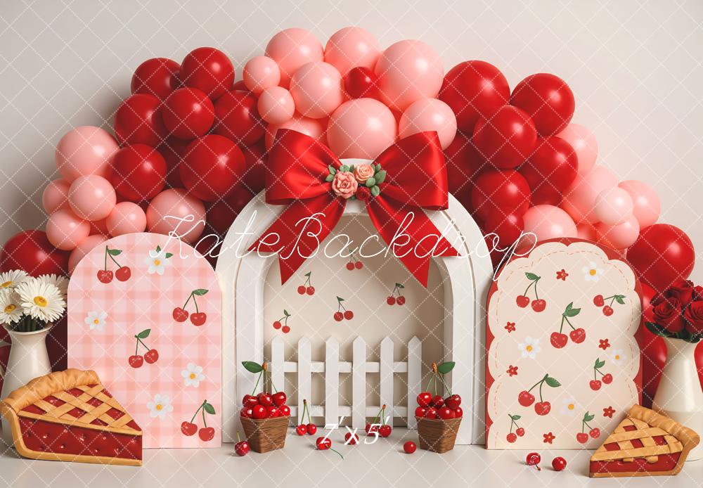 Kate Cherry Balloons Bow Cake Smash Backdrop Designed by Mini MakeBelieve