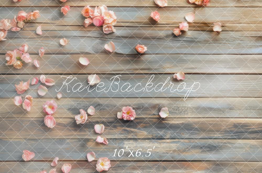 Kate Flower Petals Wood Planks Backdrop Designed by Mini MakeBelieve - Kate Backdrop AU
