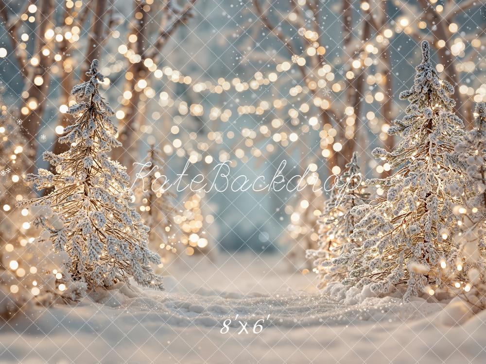Kate Christmas Snowy Forest Lights Backdrop Designed by Emetselch