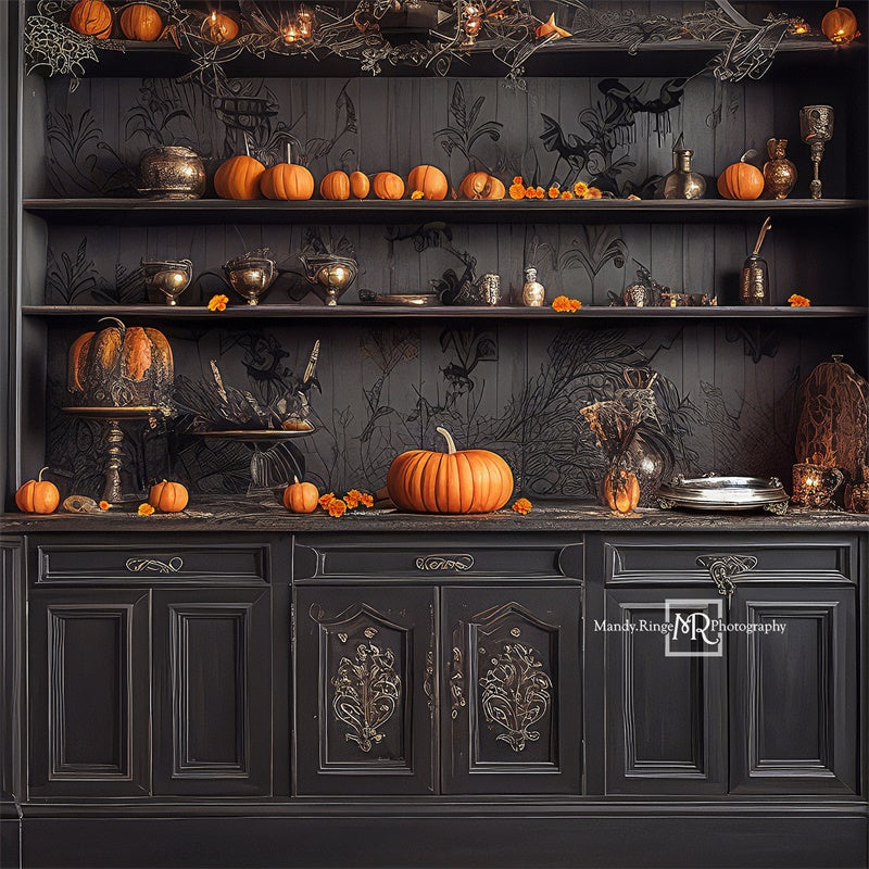Kate Halloween Pumpkin Dark Cabinet Backdrop Designed by Mandy Ringe - Kate Backdrop AU