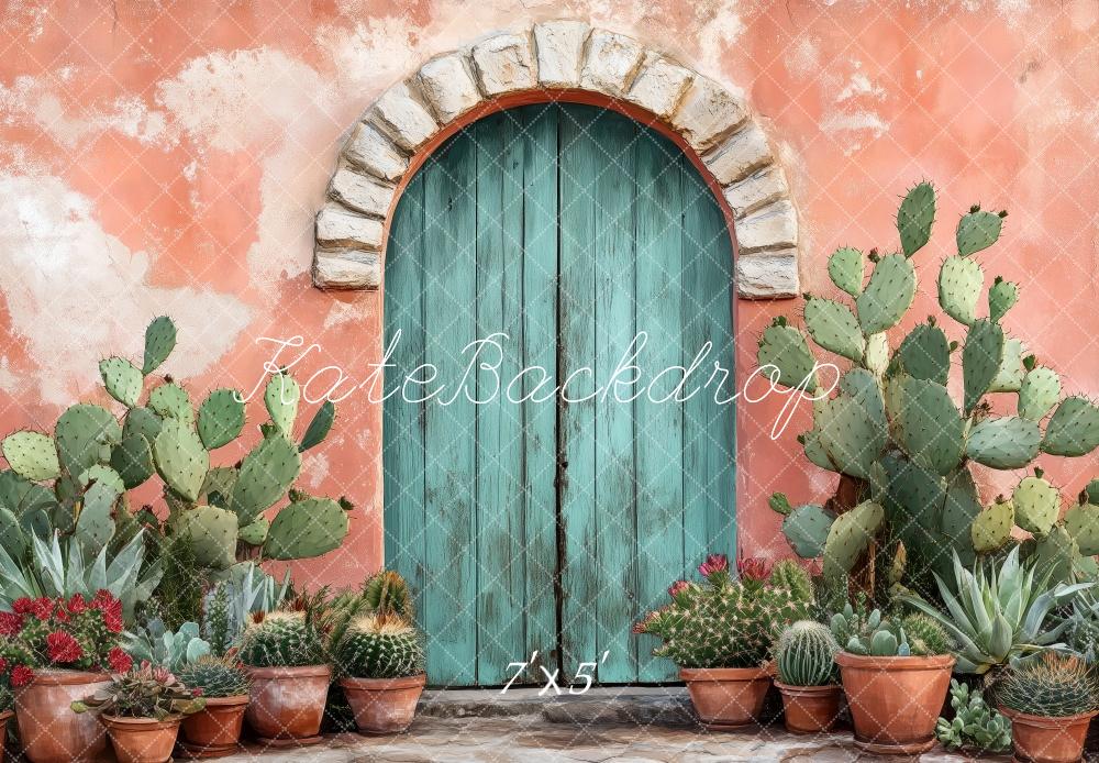 Kate Cactus Potted Plants Rustic Door Backdrop Designed by Patty Roberts - Kate Backdrop AU