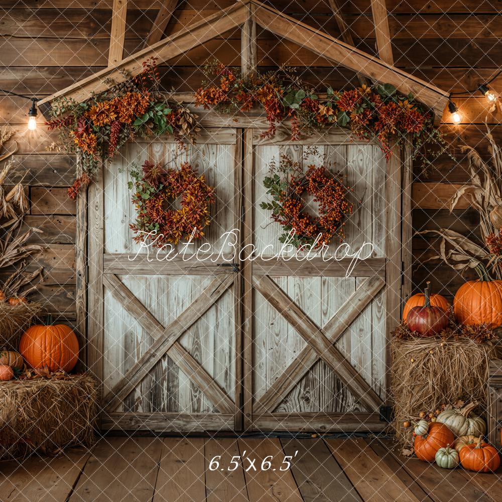 Kate Fall Barn Pumpkins Hay Autumn Backdrop Designed by Chain