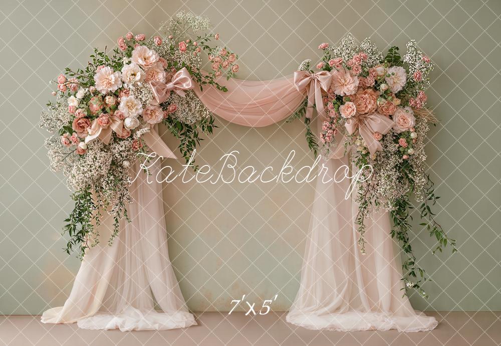 Kate Flower Arch Pink Drapes Backdrop Designed by Emetselch