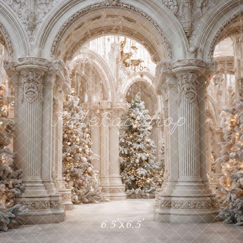 Kate Christmas Snowy Trees Ornate Archway Backdrop Designed by Ashley Paul