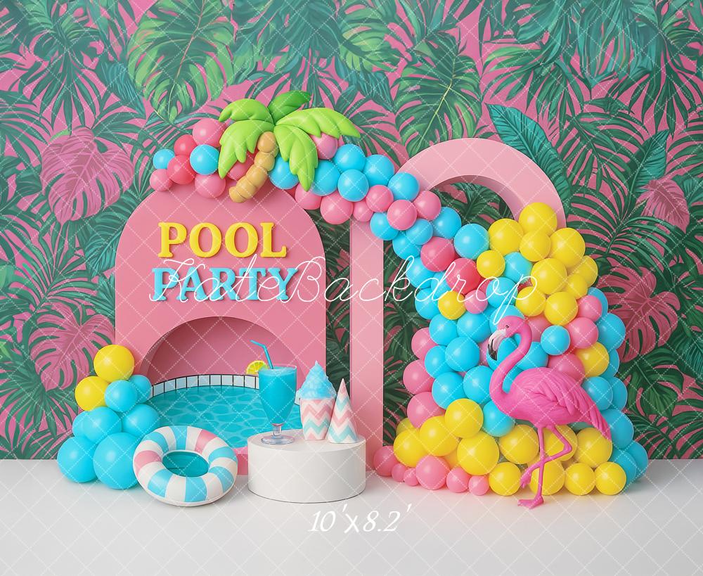 Kate Pool Party Balloons Flamingo Backdrop Designed by Ashley Paul - Kate Backdrop AU