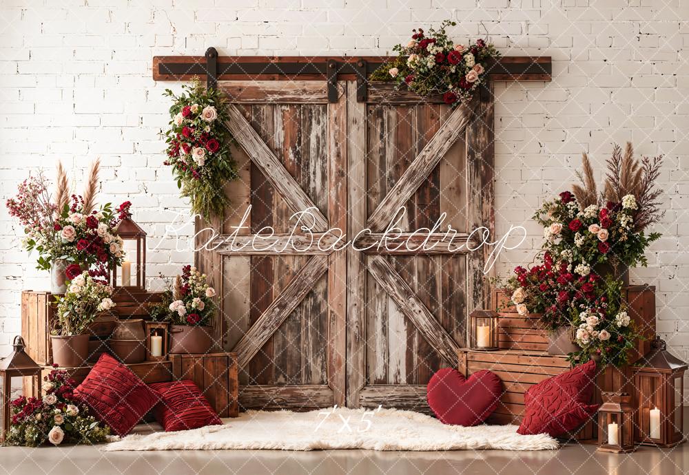 Kate Rustic Wooden Barn Door Backdrop Designed by Emetselch