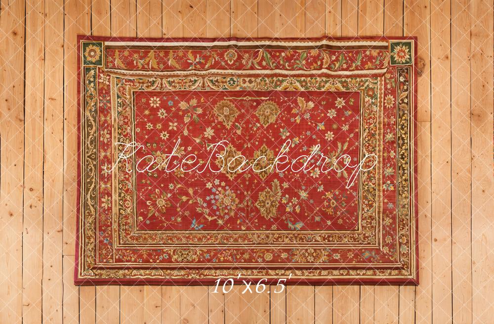 Kate Vintage Fabric Texture Wooden Floor Fleece Backdrop Designed by Emetselch - Kate Backdrop AU