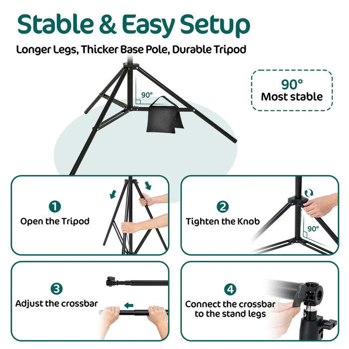 Kate Light-duty 6.5x6.5ft-10x10ft Black Aluminum Backdrop Stand (3cm Thick)