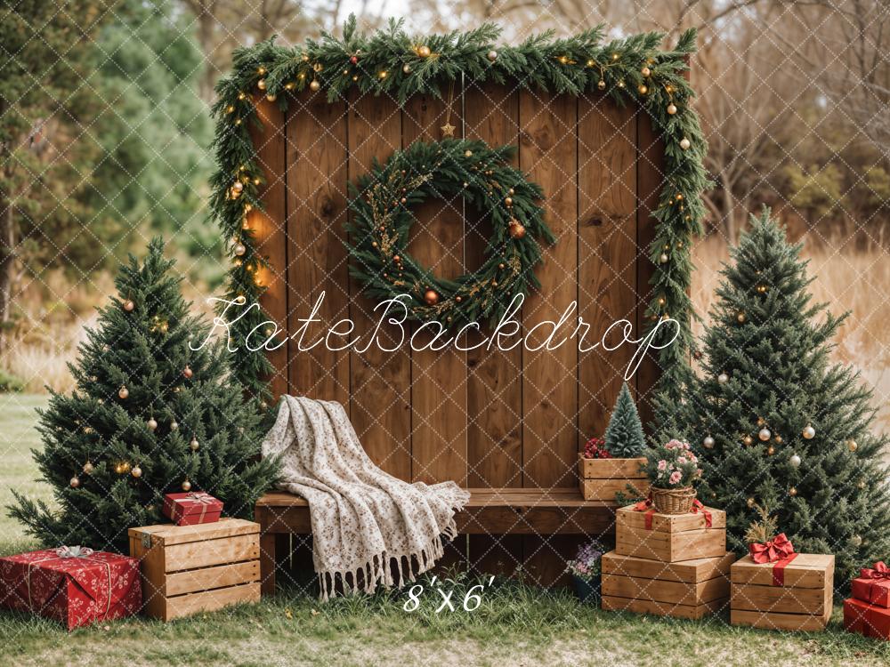 Kate Christmas Wooden Wall Wreath Presents Backdrop Designed by Emetselch