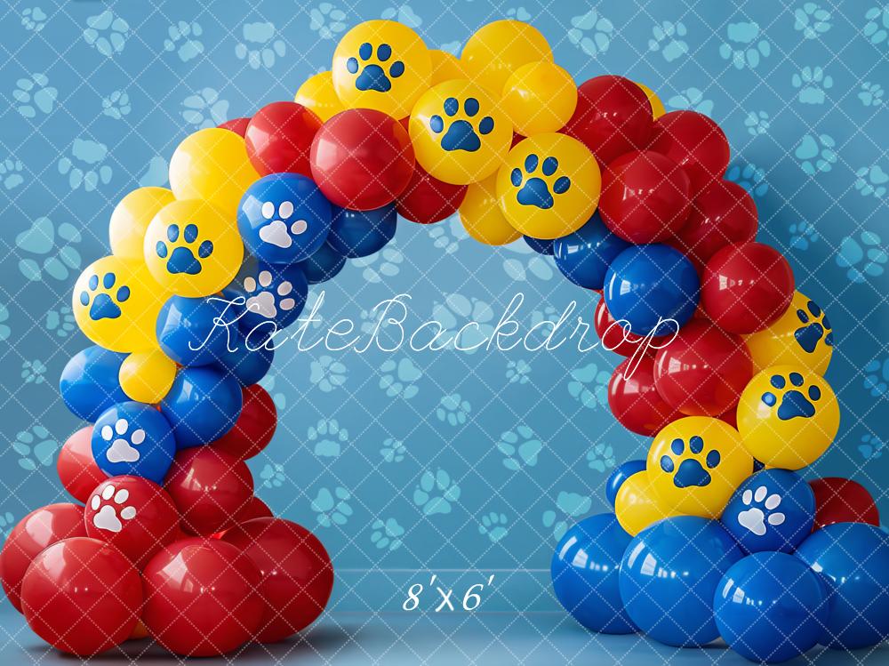 Kate Paw Balloon Arch Blue Backdrop Designed by Emetselch