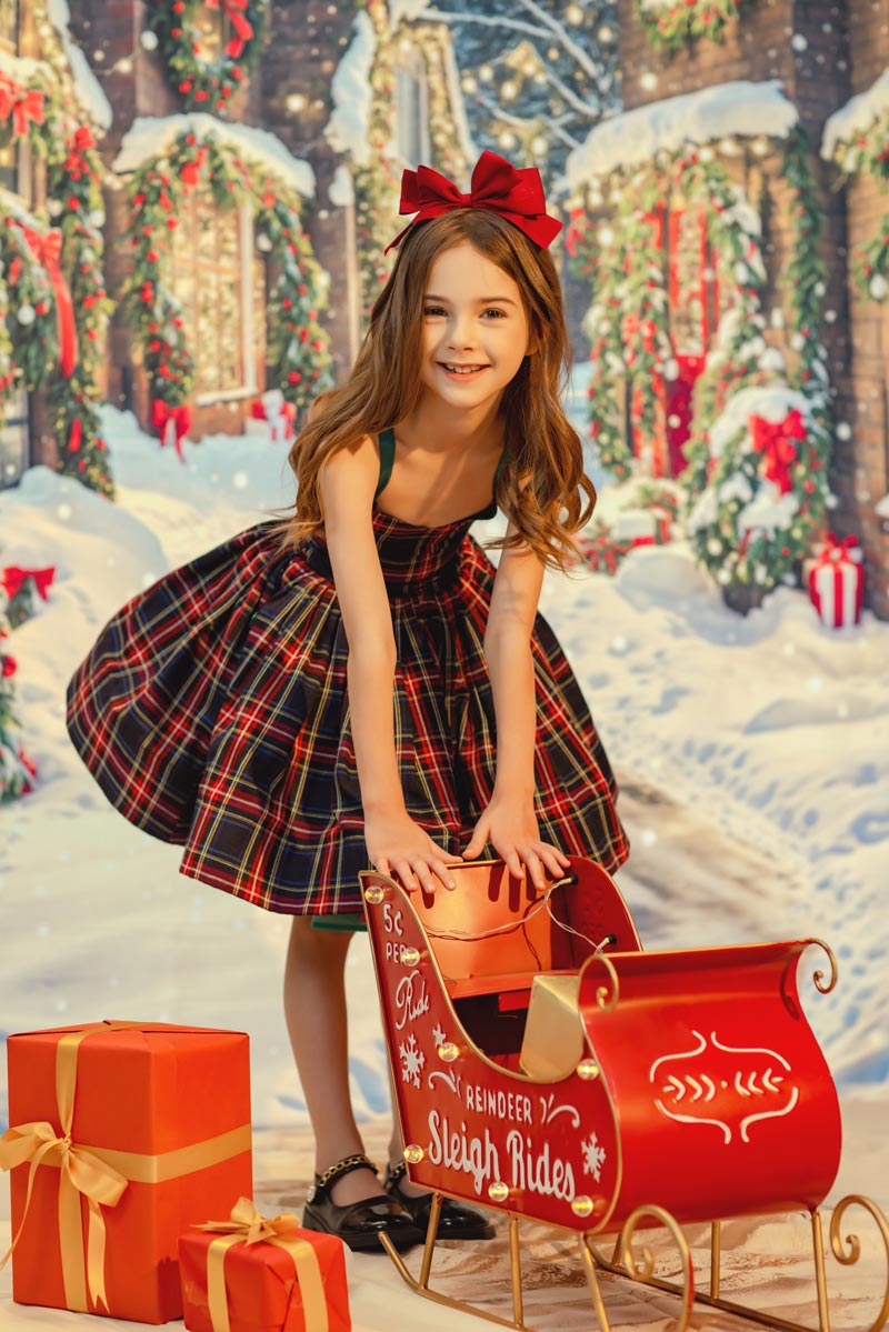 Kate Christmas Snowy Village Houses Backdrop Designed by Chain