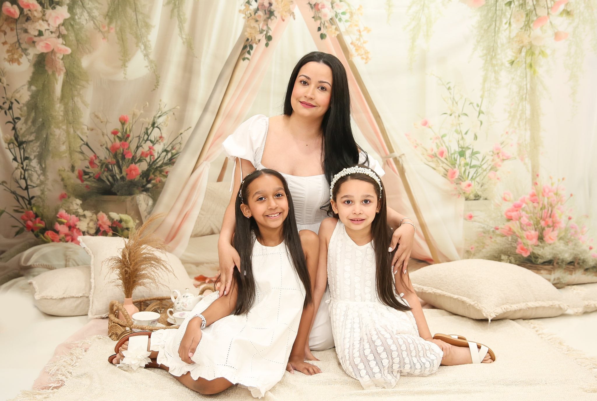 Kate White Spring Teepee with Flowers Backdrop Designed by Patty Robertss - Kate Backdrop AU
