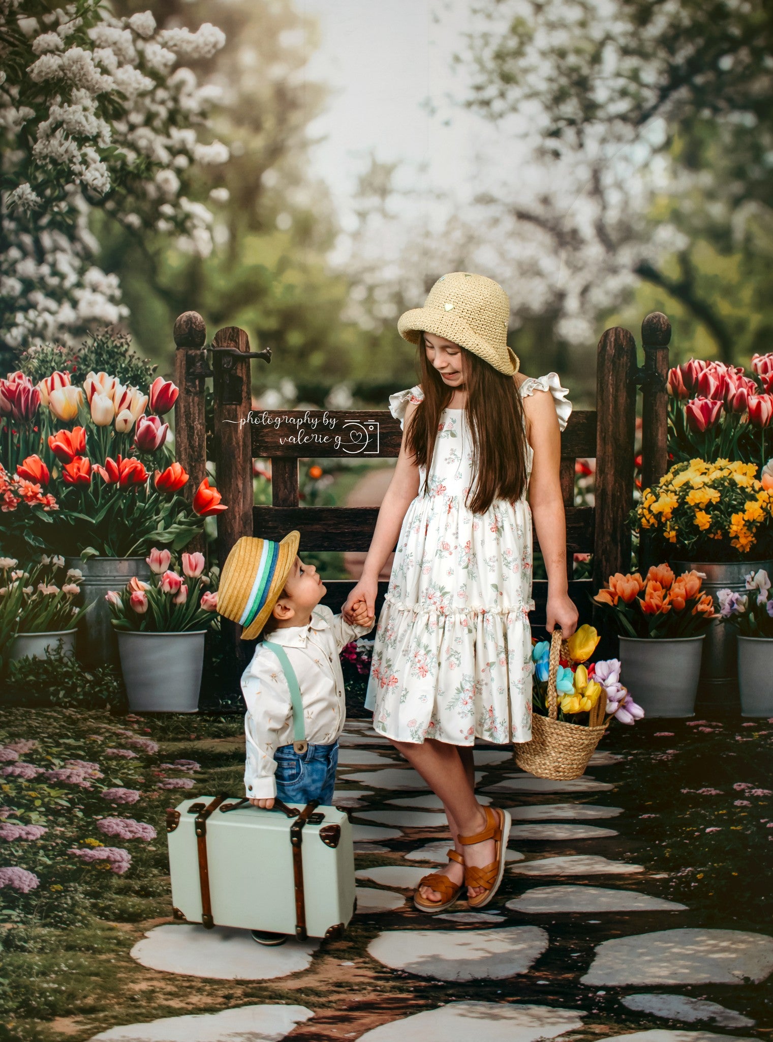 Kate Spring Tulips Garden Backdrop Designed by Mini MakeBelieve - Kate Backdrop AU