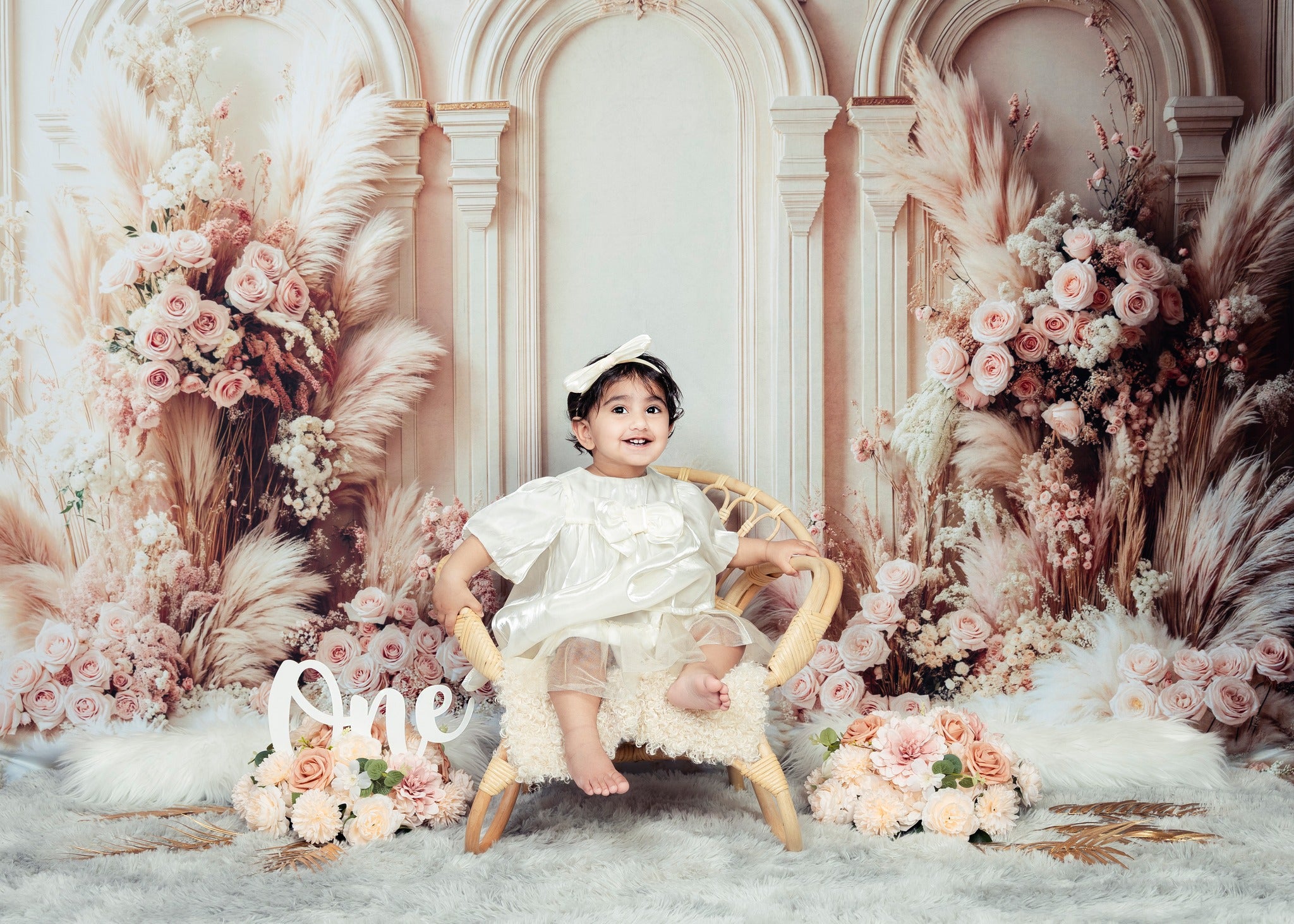Kate Boho Floral Arch Wedding Retro Backdrop Designed by Emetselch - Kate Backdrop AU
