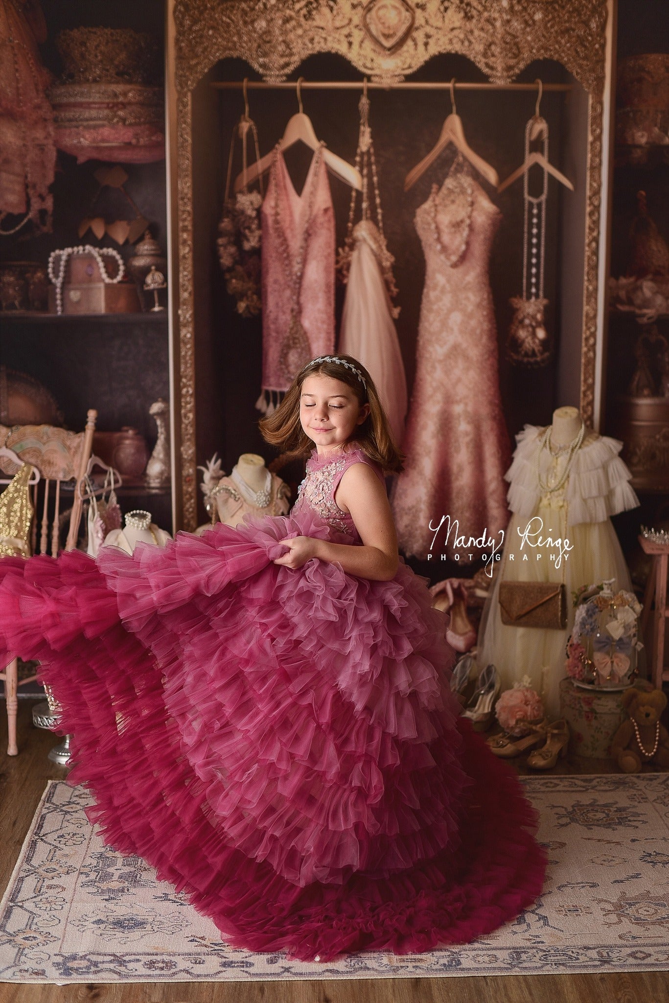 Kate Fancy Princess Dress Up Closet Backdrop Designed by Mandy Ringe Photography